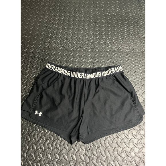 Under Armour Women’s Black HeatGear Running Shorts Size XL - Picture 1 of 3